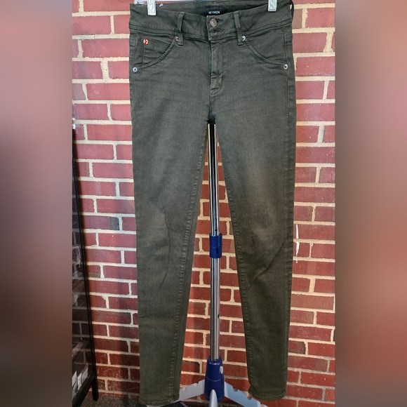 Hudson Collin Midrise Skinny Jeans Green Olive FER2 Wash Sz 27 Boho Anthro Style - Picture 2 of 7